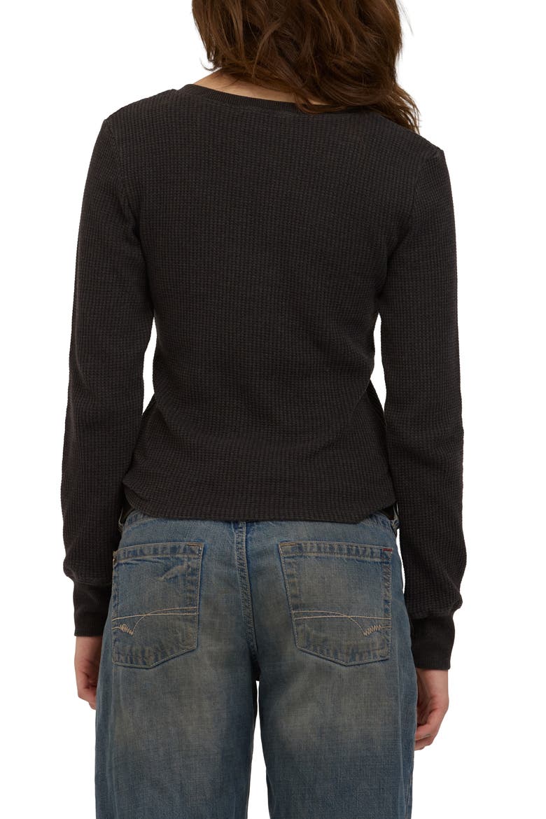 Coastal Waffle Knit Henley, Alternate, color, BLACK