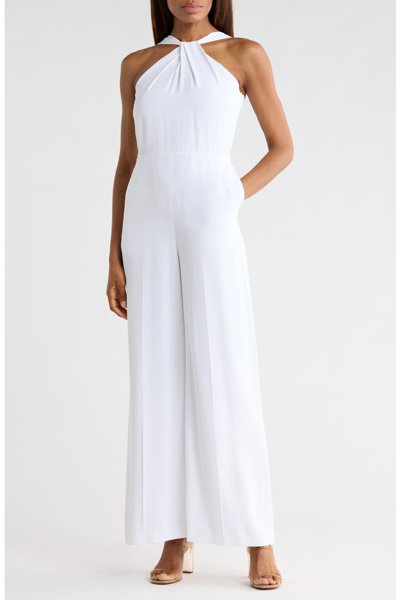 Twist Bodice Ottoman Jumpsuit, Main, color, WHITE