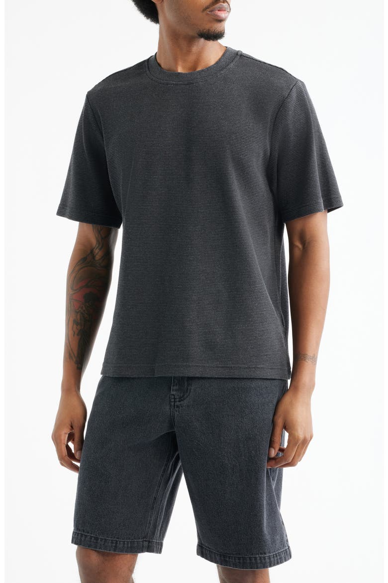Oversize Waffle T-Shirt, Main, color, BLACK