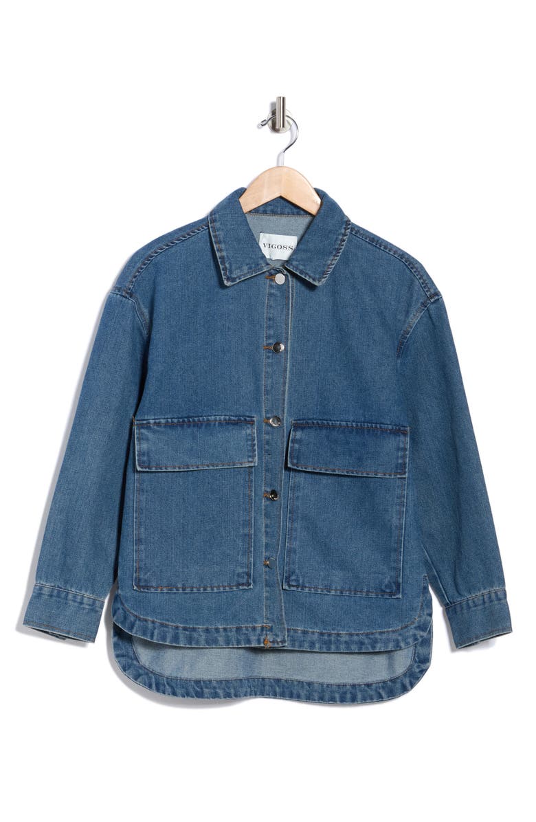 Vigoss Oversize Denim Shacket, Alternate, color, Medium Wash