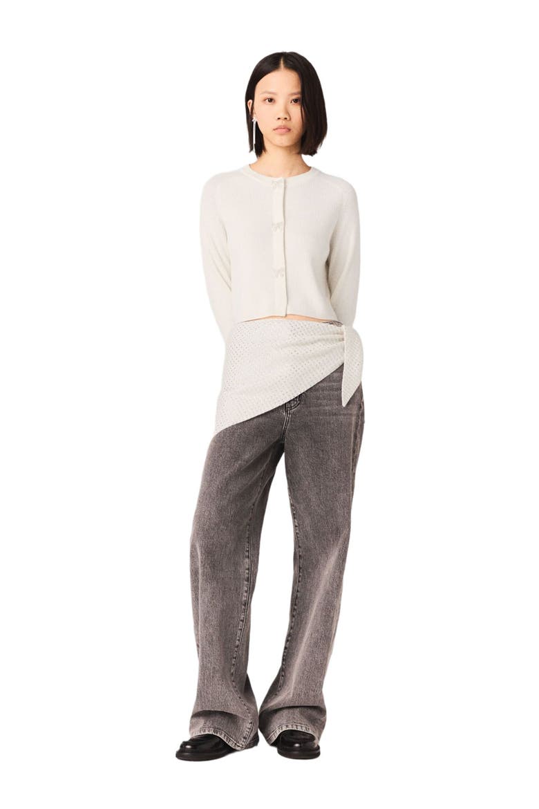 Jewelled bow-button cardigan, Alternate, color, Ecru
