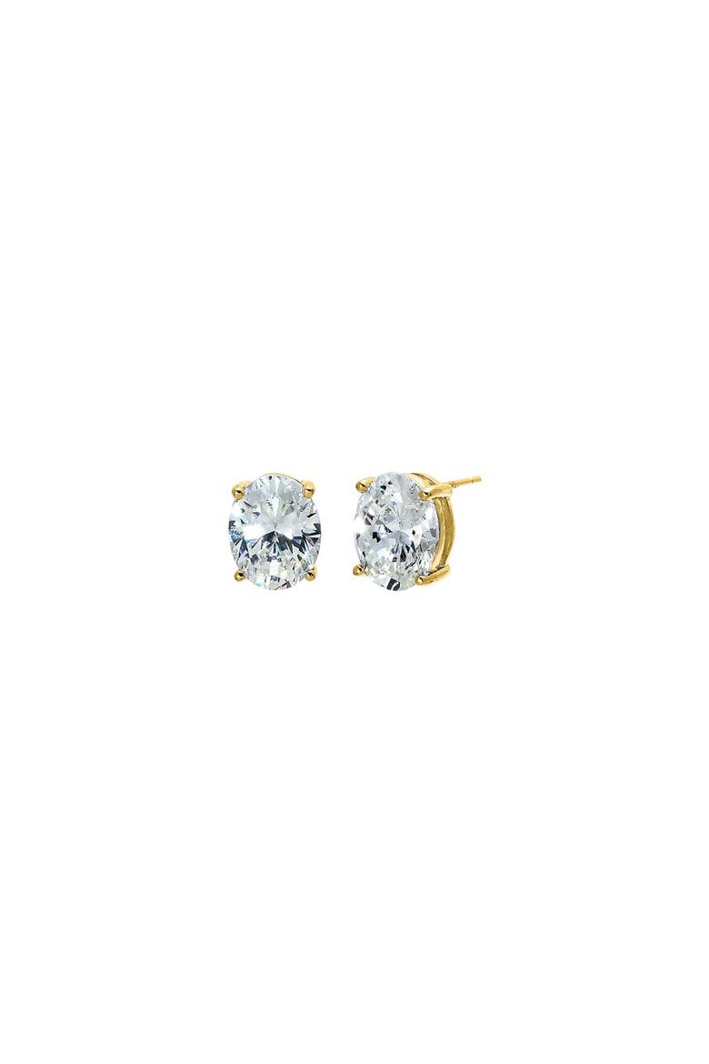 Oval Solitaire CZ Stud Earring, Main, color, Gold