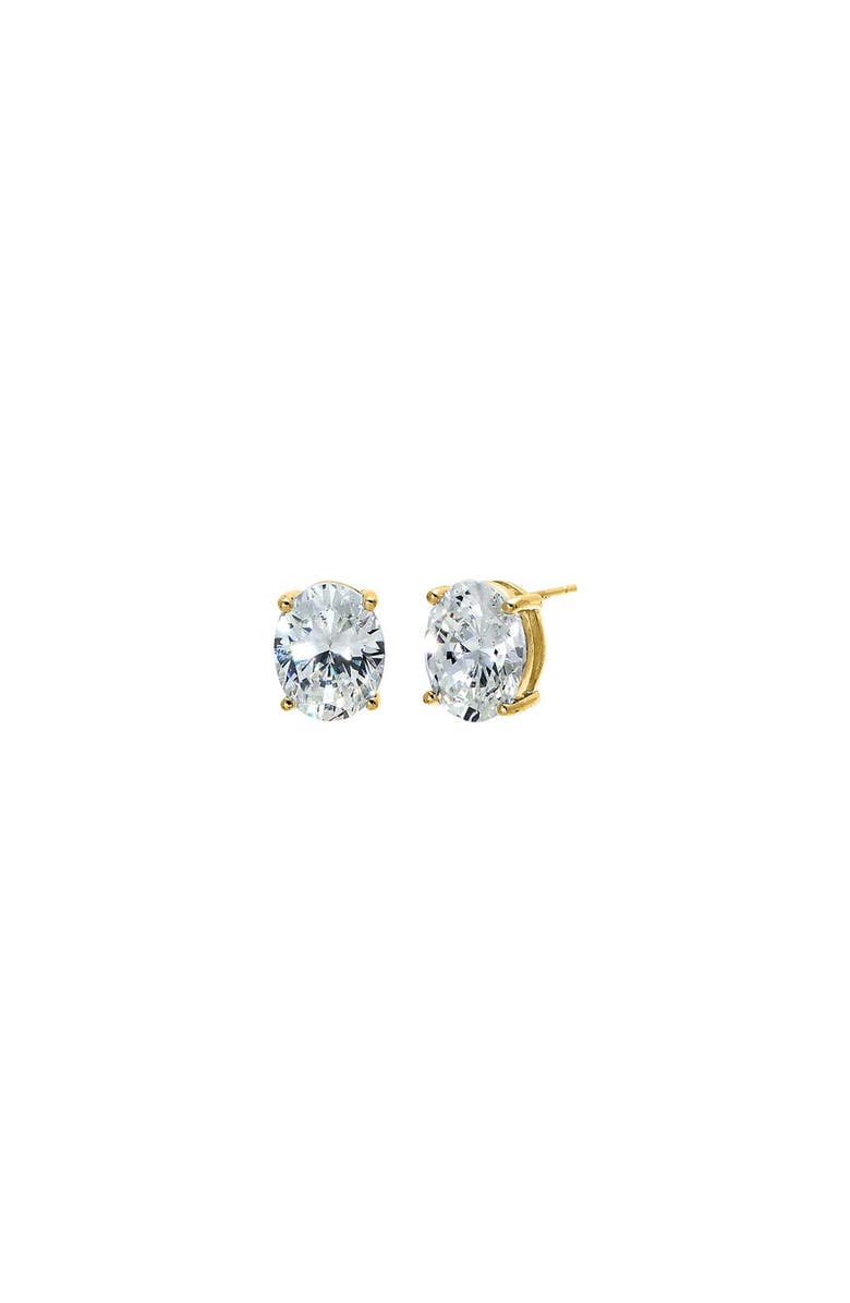 BY ADINA EDEN Oval Solitaire CZ Stud Earring, Main, color, Gold