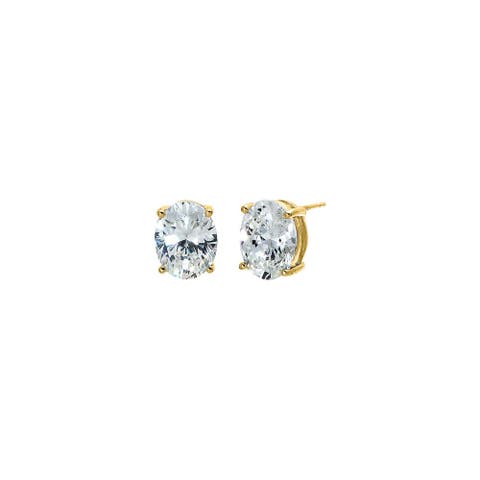 Oval Solitaire CZ Stud Earring