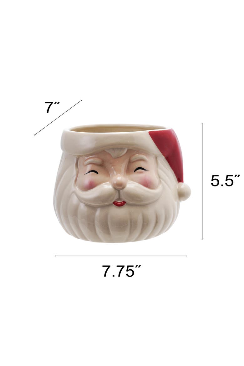 Stoneware Santa Head Shaped Planter, Alternate, color, Red and White