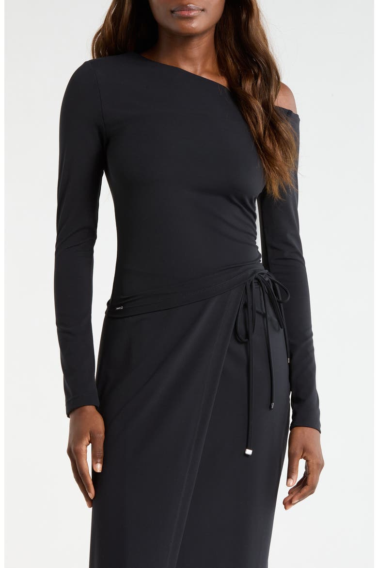 Cloud Off the Shoulder Drawstring Detail Top, Main, color, BLACK