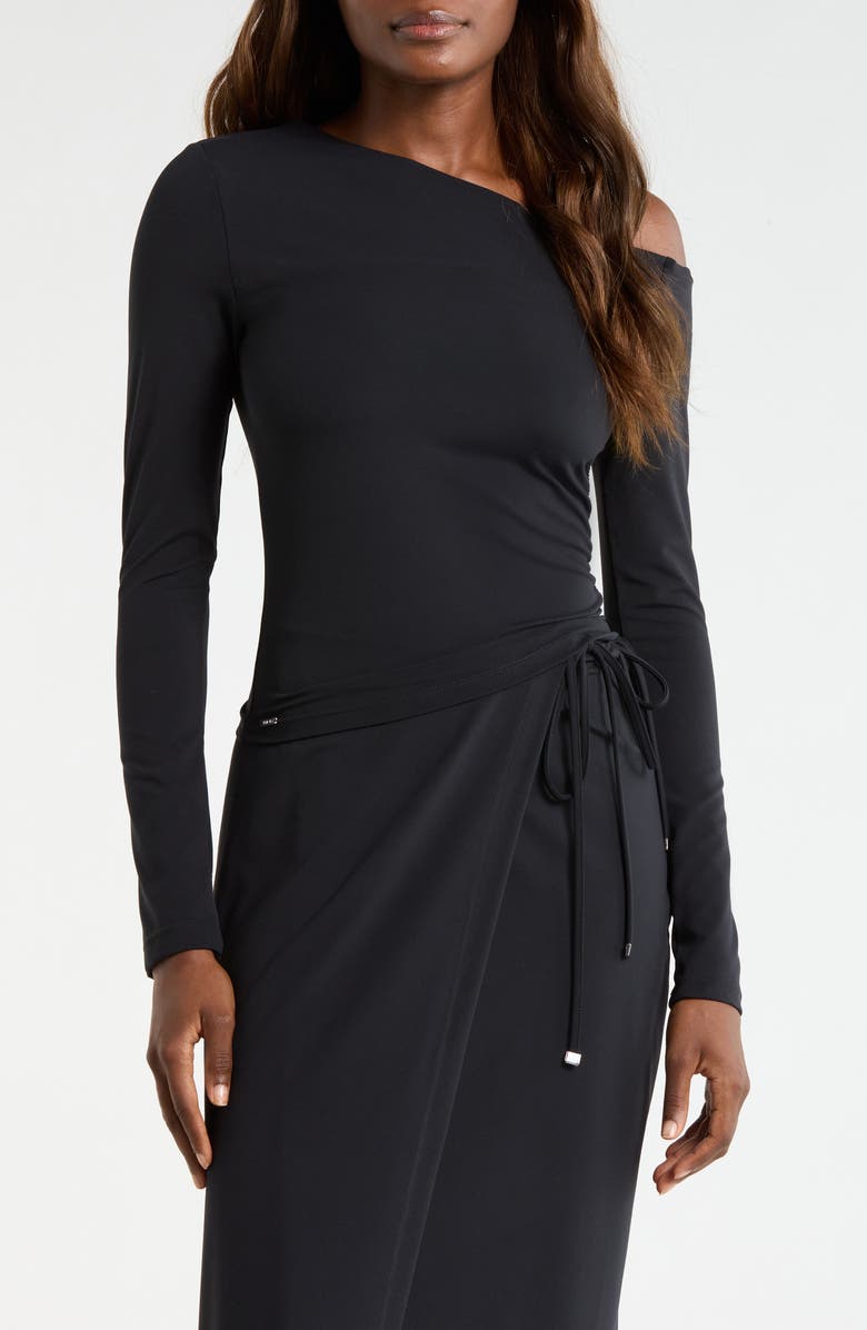 MPG Cloud Off the Shoulder Drawstring Detail Top, Main, color, Black