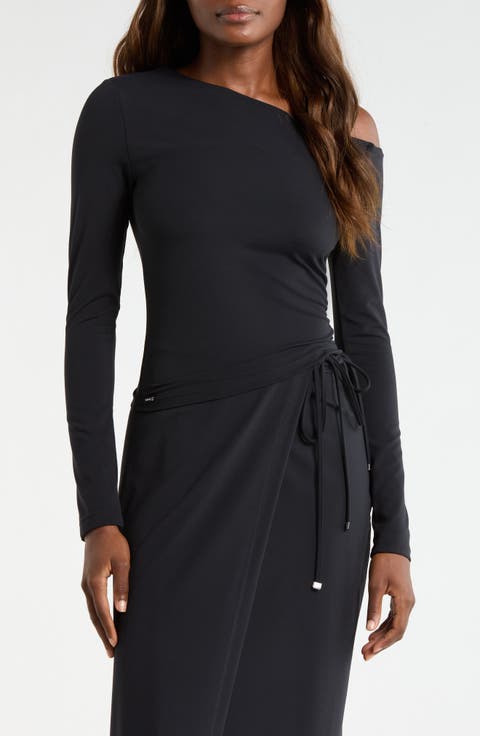 Cloud Off the Shoulder Drawstring Detail Top