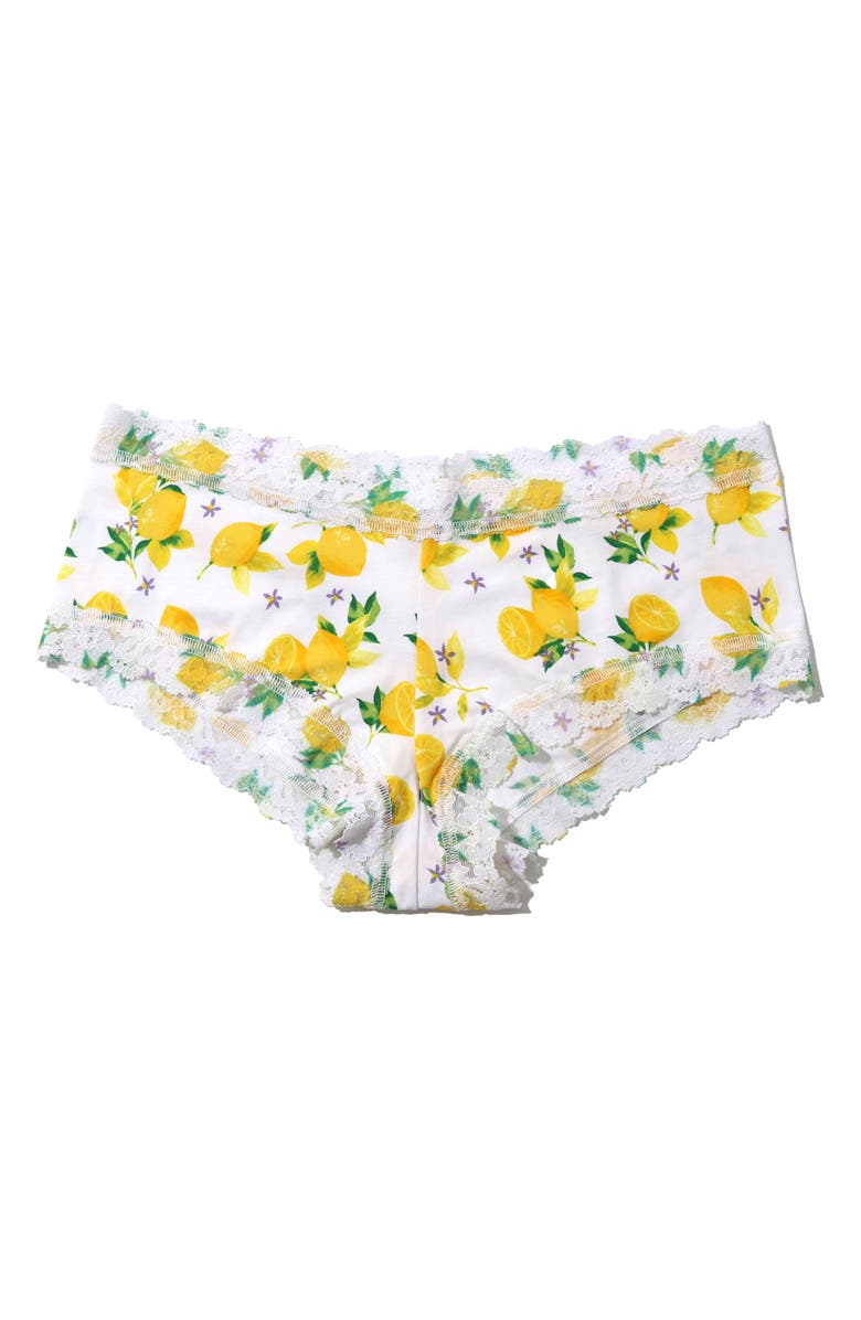 Hanky Panky Floral Print Supima<sup>®</sup> Cotton Boyshorts, Alternate, color, Make Lemonade White