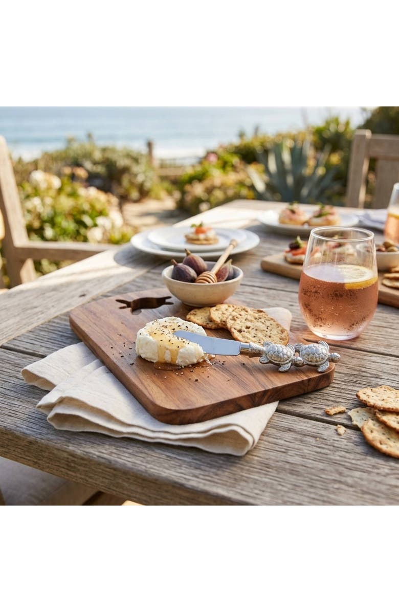 Gallerie II Sea Turtle Coastal Cheese Board Server with Metal Spreader Set of 2, Alternate, color, Silver