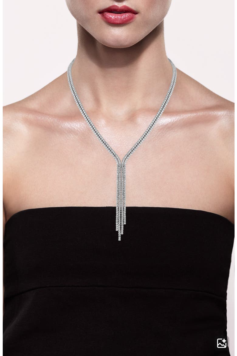 Cubic Zirconia Fringe Necklace, Alternate, color, RHODIUM PLATED
