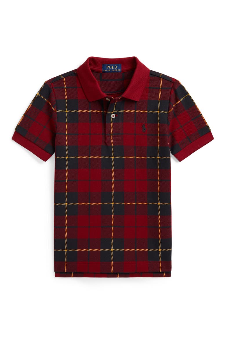 Kids' Tartan Piqué Polo, Main, color, WALLACE TARTAN