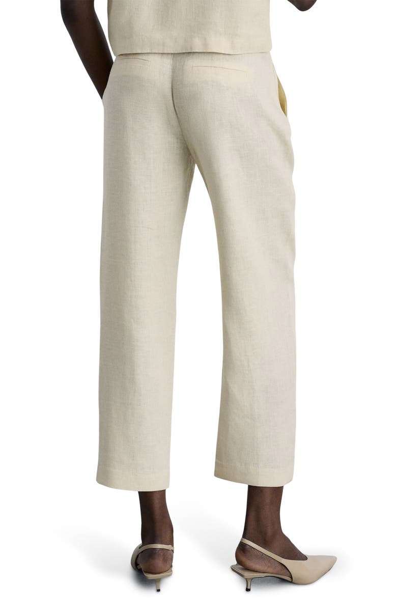 MANGO Linen Straight Leg Crop Pants, Alternate, color, Beige