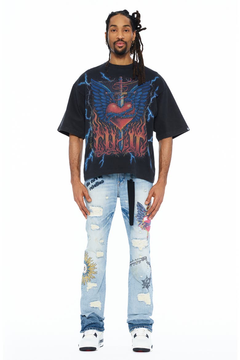 Graphic Oversized Cotton T-shirt, Alternate, color, VINTAGE CHARCOAL