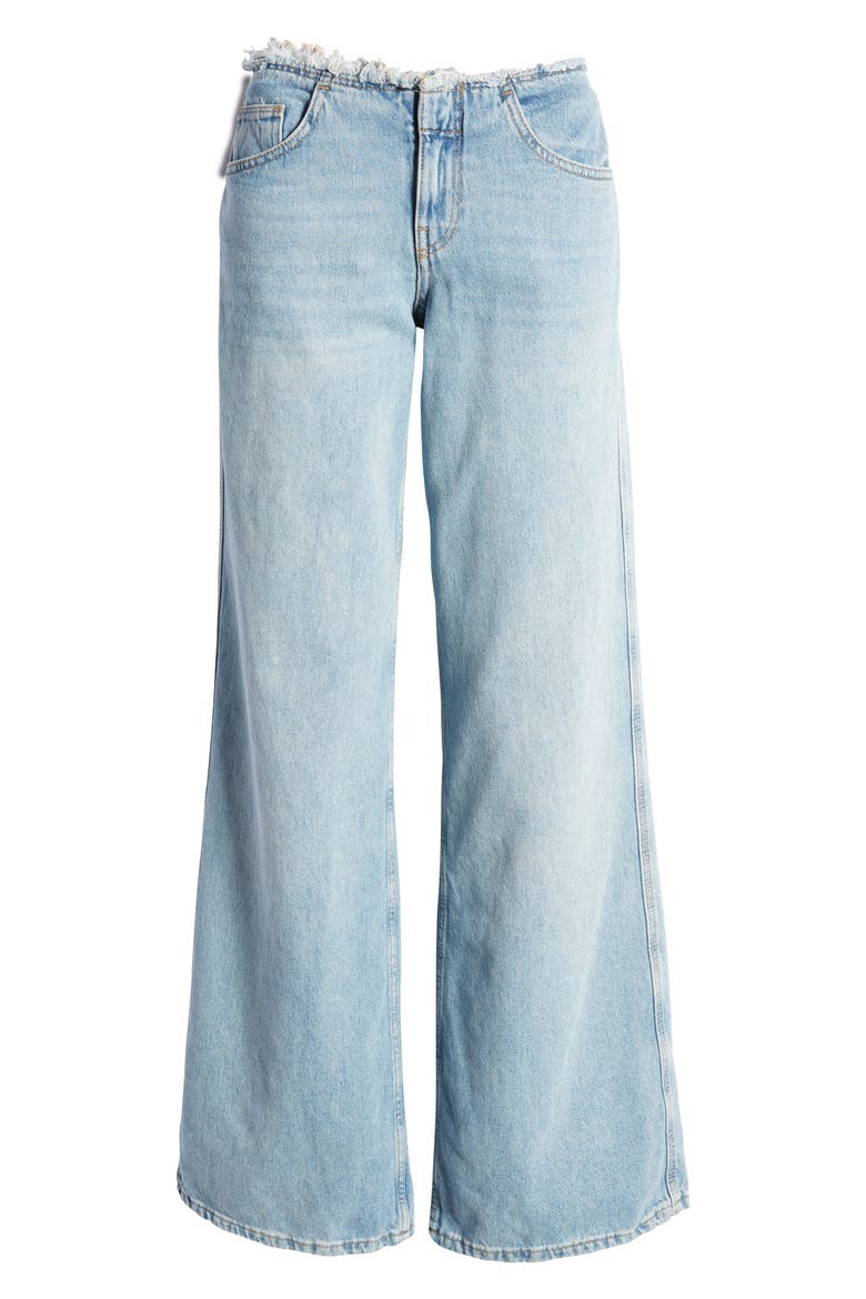 Puddle Raw Waist Low Rise Flare Jeans, Alternate, color, LIGHT VINTAGE/ BLEACH