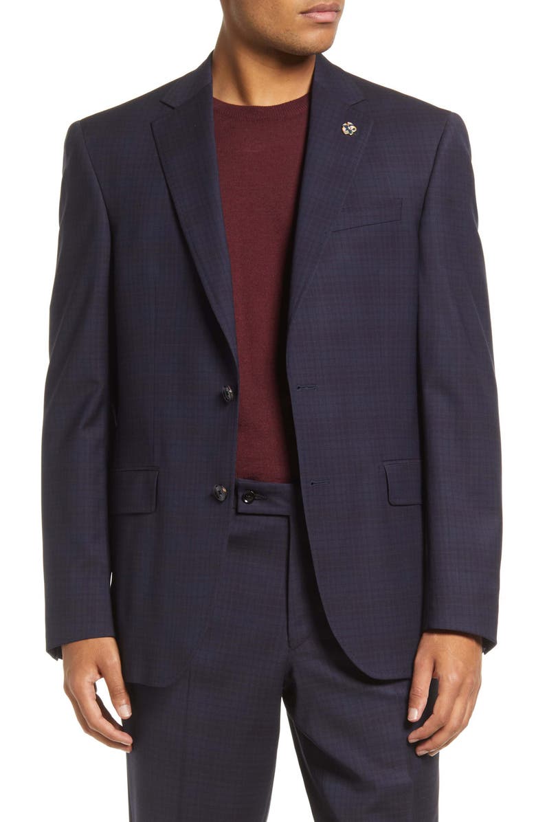 Ted Baker London Jay Check Slim Fit Stretch Wool Suit, Alternate, color, 