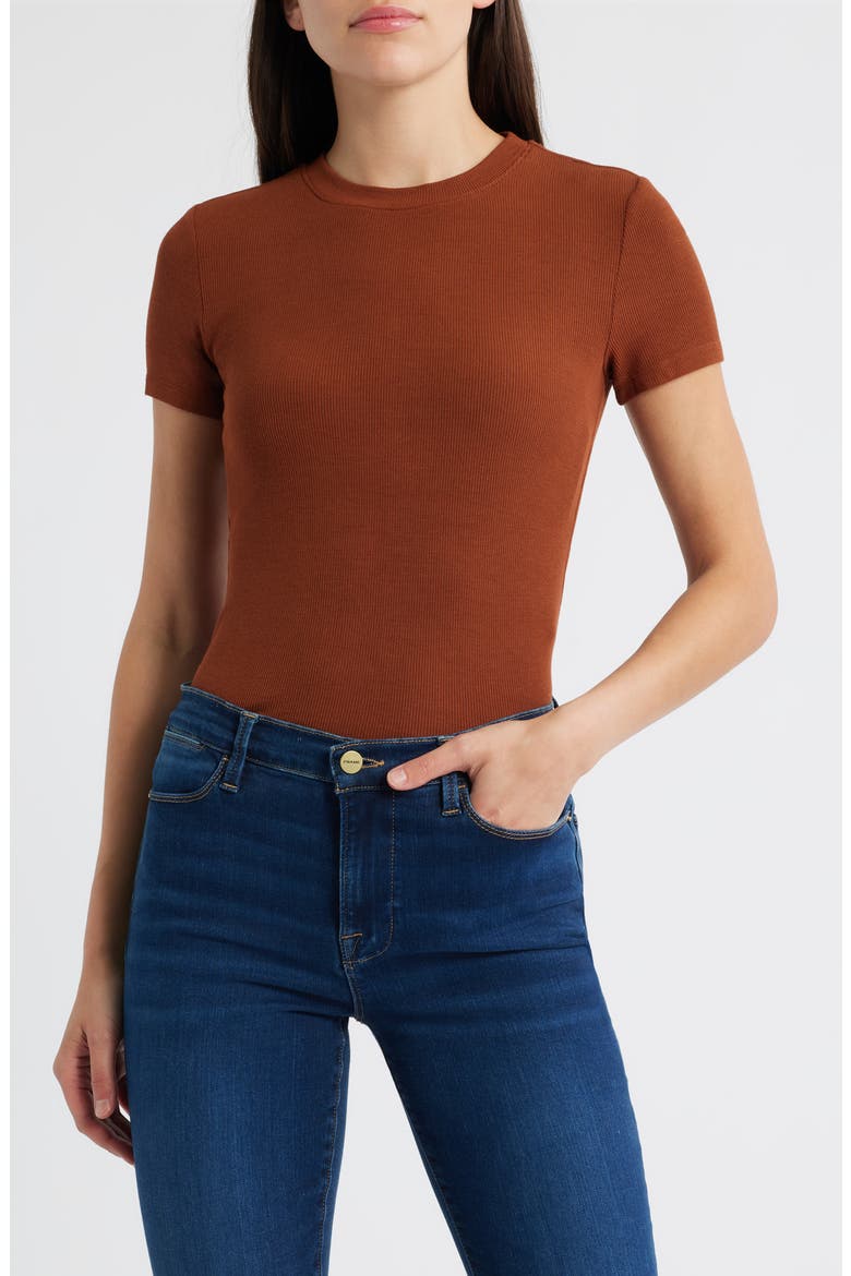 Rib Baby Tee, Main, color, RUST