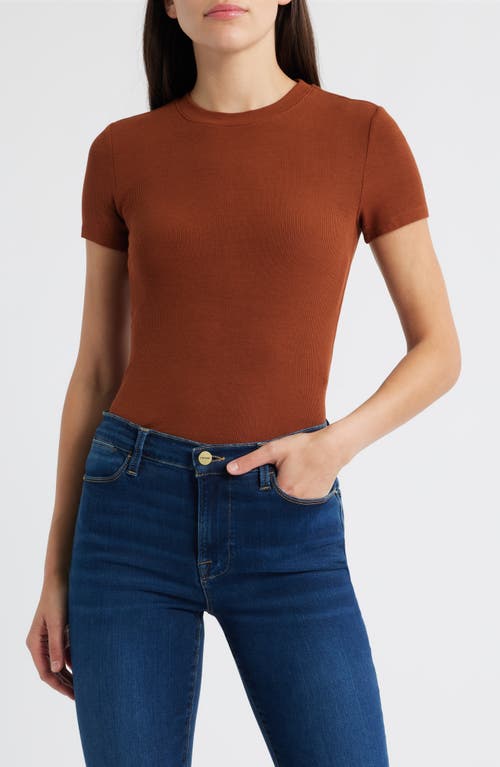 Frame Rib Baby Tee In Brown