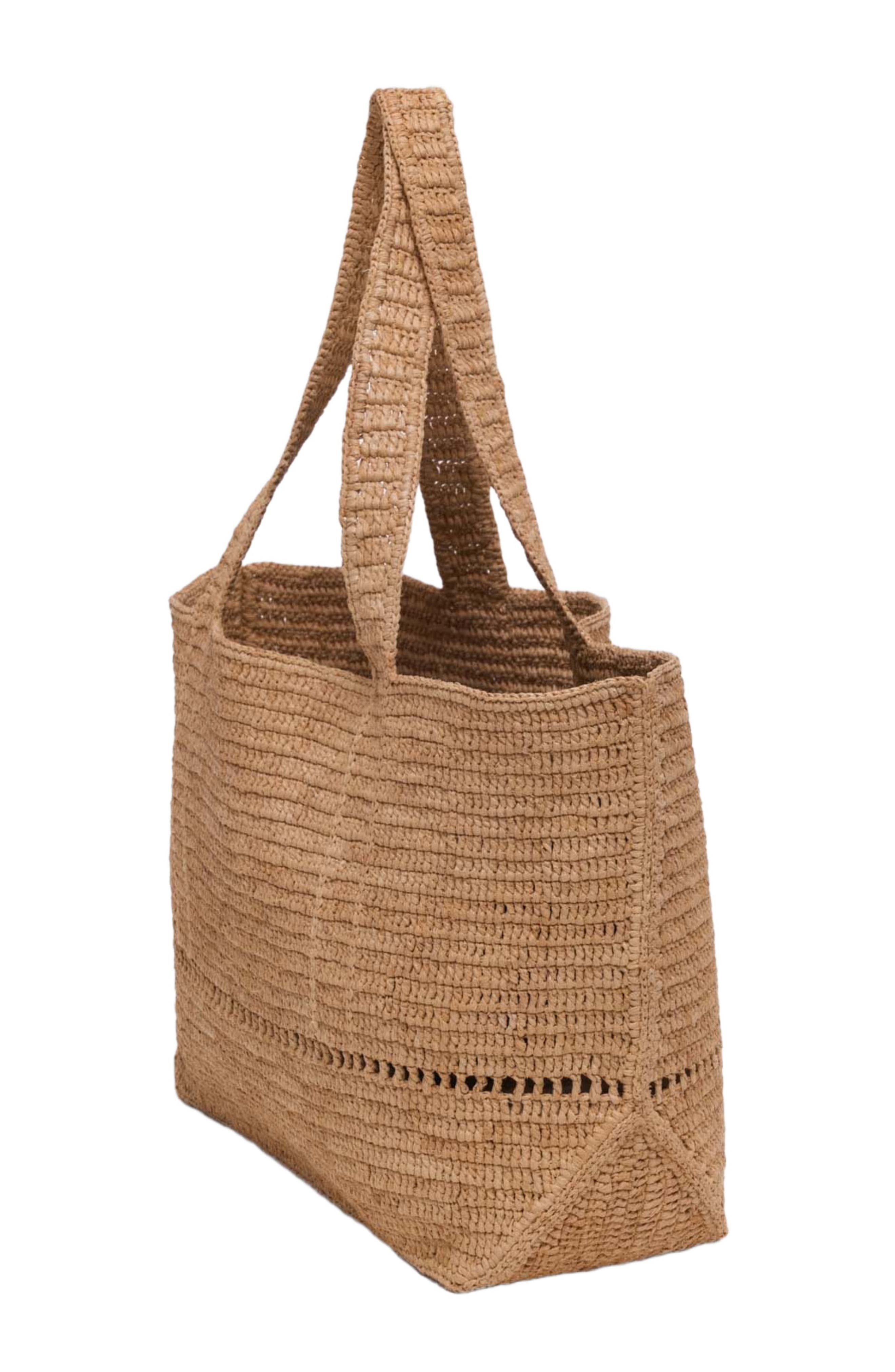maje Crocheted raffia tote bag, Alternate, color, 