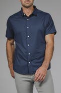 7 Diamonds Owen Solid Short Sleeve Performance Button-Up Shirt