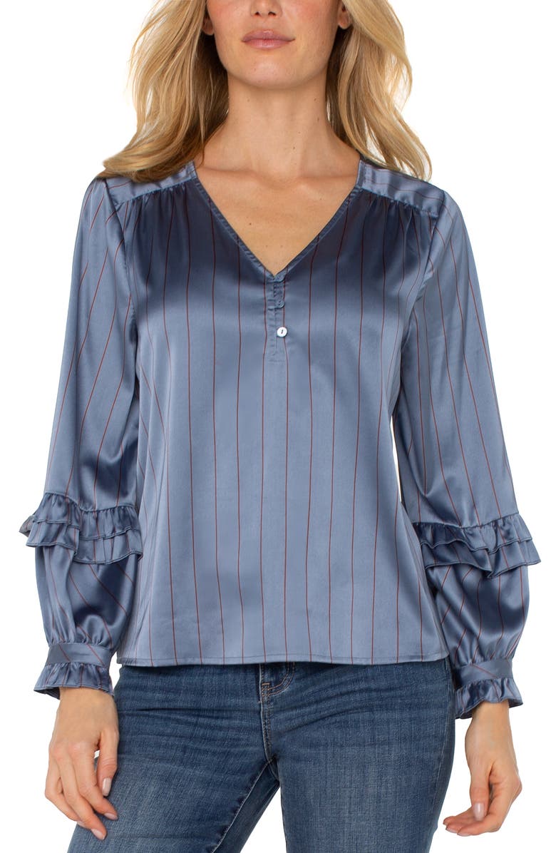 Liverpool Los Angeles Stripe Satin Top, Main, color,