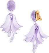 Oscar de la Renta Impatiens Petal Dangle Clip-On Earrings