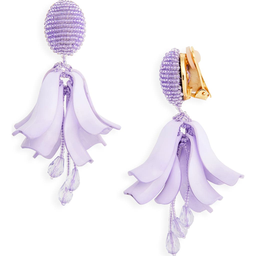 Oscar De La Renta Impatiens Petal Dangle Clip-on Earrings In Purple