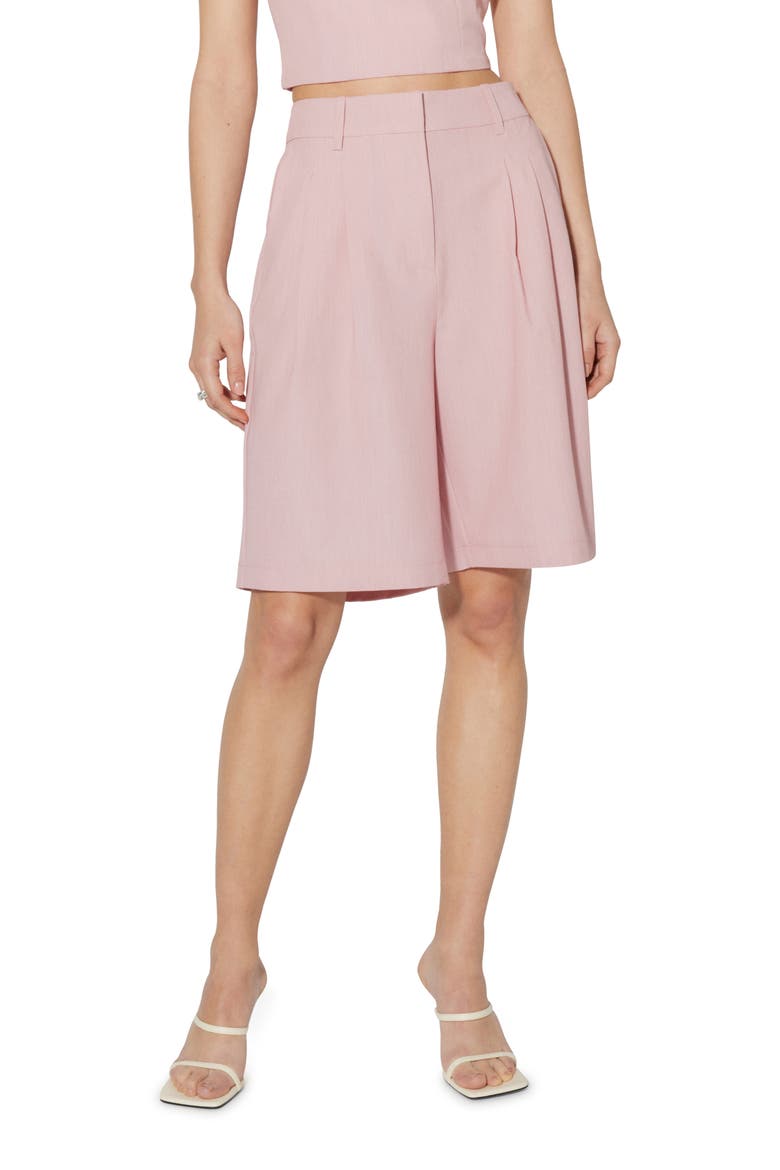 Caroline Pleated High Waist Bermuda Shorts, Main, color, POTPOURRI