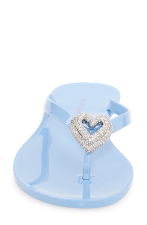 Mach&mach Blue Double Heart Flip-flops In Sky Blue