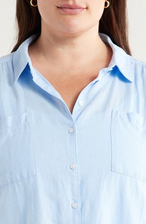 CASLONR CASLON(R) LINEN BLEND SHORT SLEEVE BUTTON-UP SHIRT