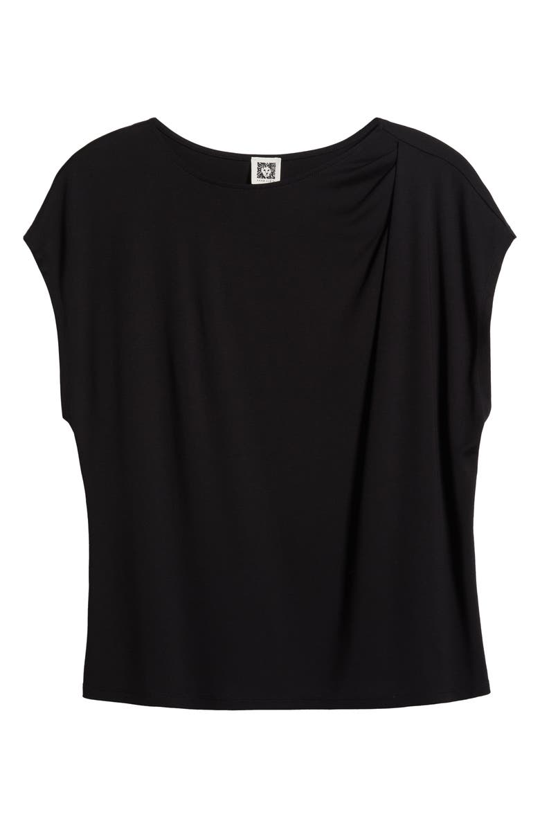 Anne Klein Ruched Cap Sleeve Top, Alternate, color, Anne Black