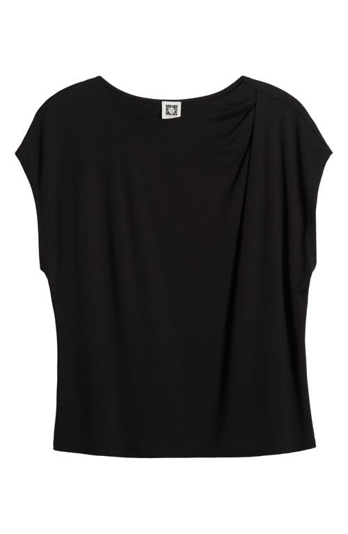 Anne Klein Plus Size Pleat-neck Short-sleeve Blouse In Anne Black