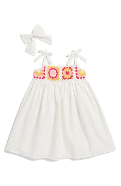 Kids' Crochet Granny Square Dress & Bow Set (Toddler & Little Kid)