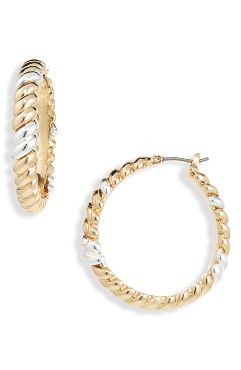 Twisted Two-Tone Hoop Earrings