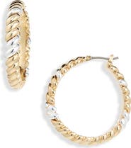 AK ANNE KLEIN Twisted Two-Tone Hoop Earrings