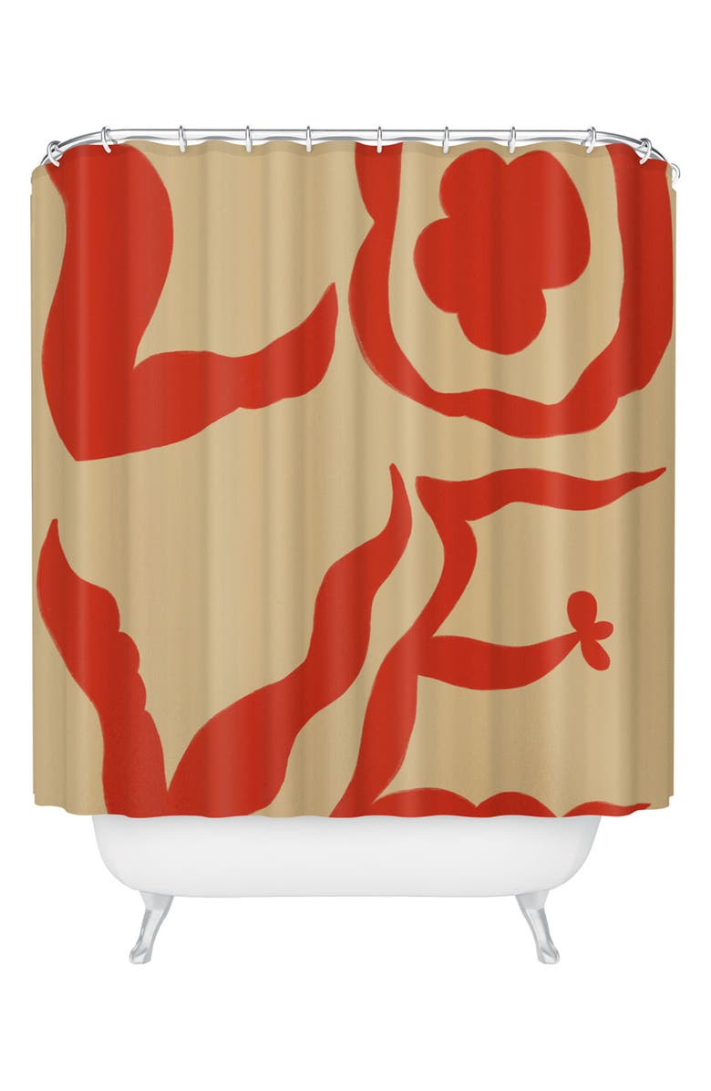 Deny Designs Love Statement Shower Curtain, Main, color, Orange