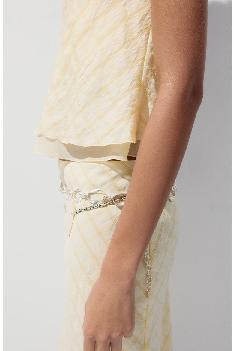 Checkered Strapless Top, Alternate, color, YELLOW