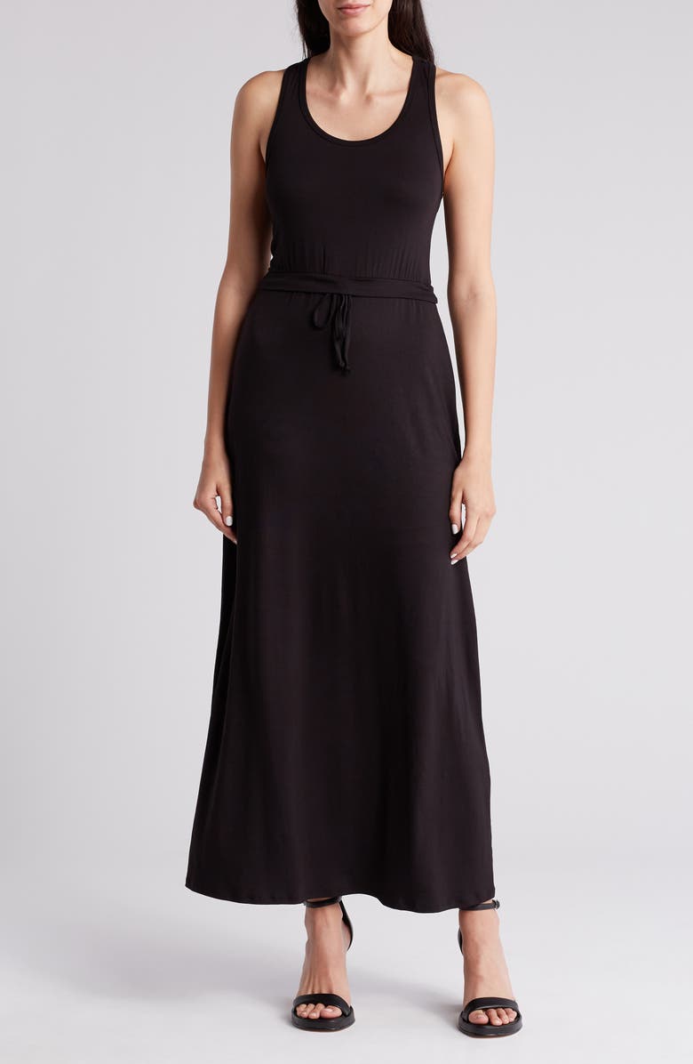 GO COUTURE Racerback Maxi Dress, Main, color, Black