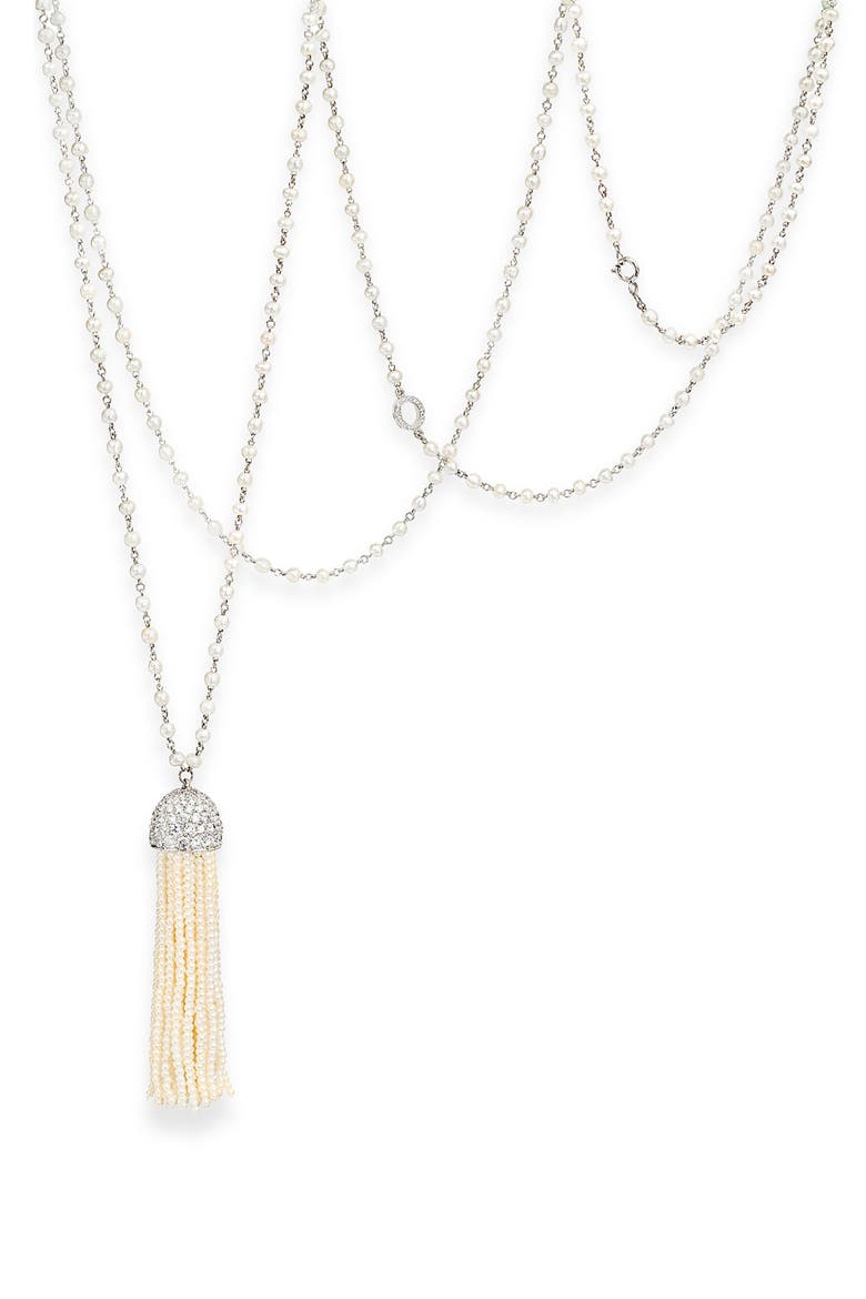 'Tassel' Seed Pearl Necklace, Main, color, WHITE PEARL