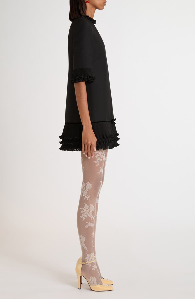 Valentino Garavani Ruffle Trim Crepe Couture Minidress, Alternate, color, Black