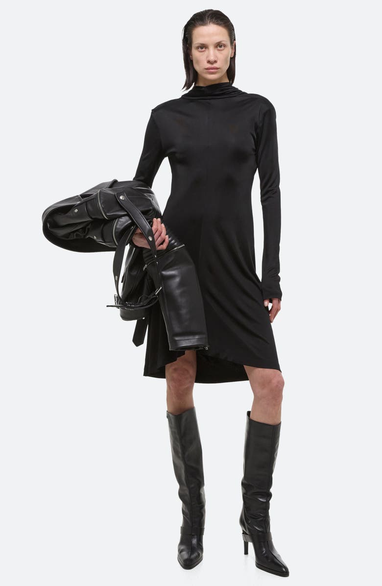 Helmut Lang Cowl Neck Long Sleeve Dress, Alternate, color, Black