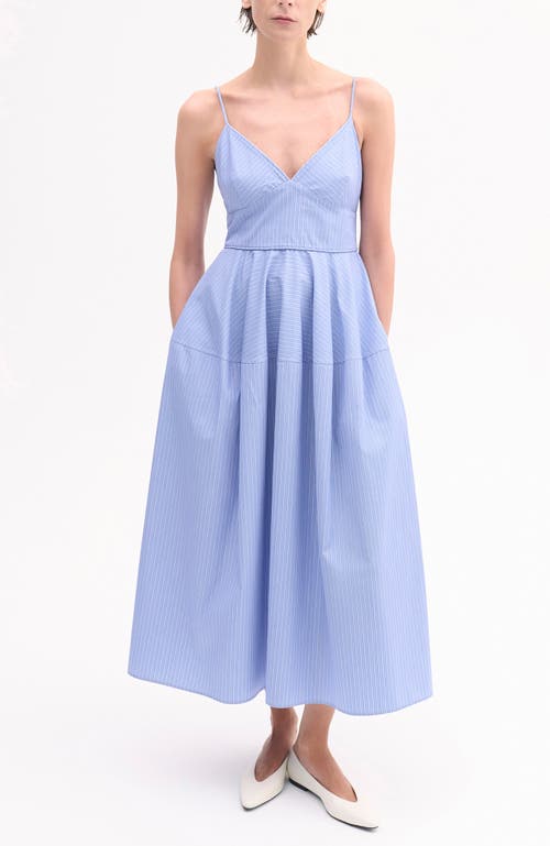 Co Basque Stripe Midi Dress In Blue
