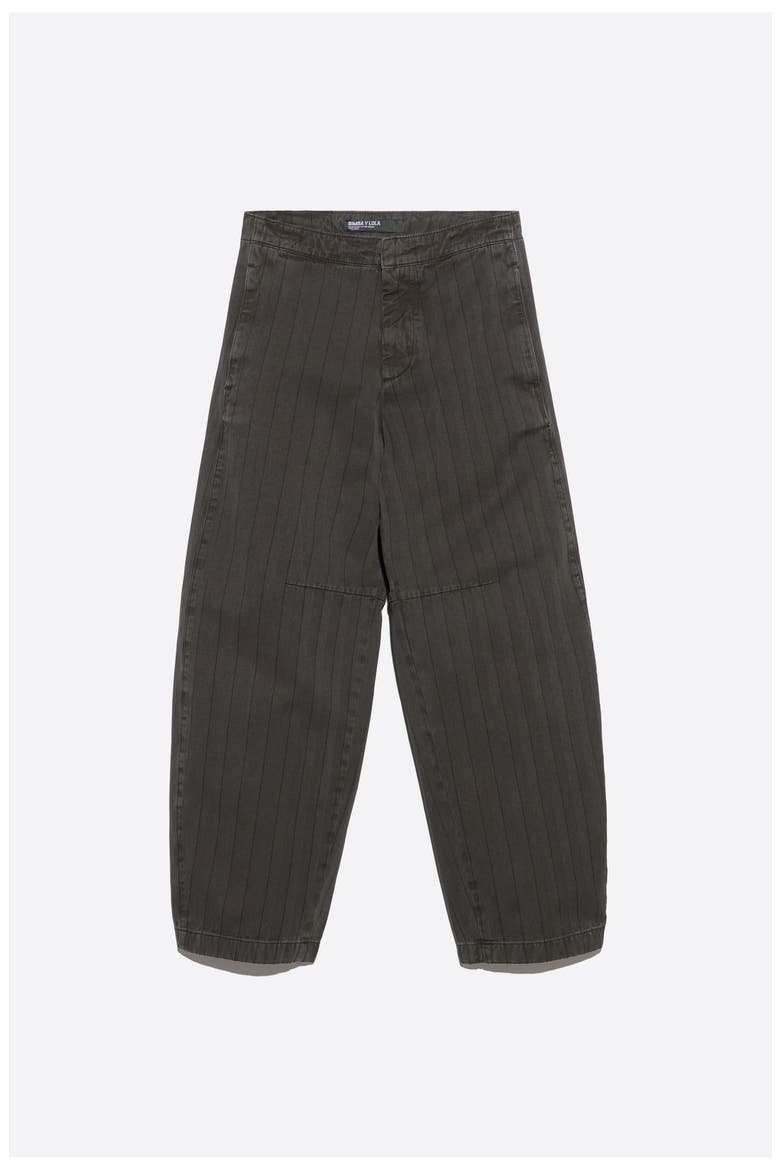 Barrel Cut Striped Denim Trousers, Alternate, color, WASHED BROWN
