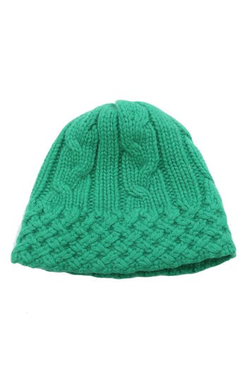 Portolano Chunky Cable Knit Beanie In Green