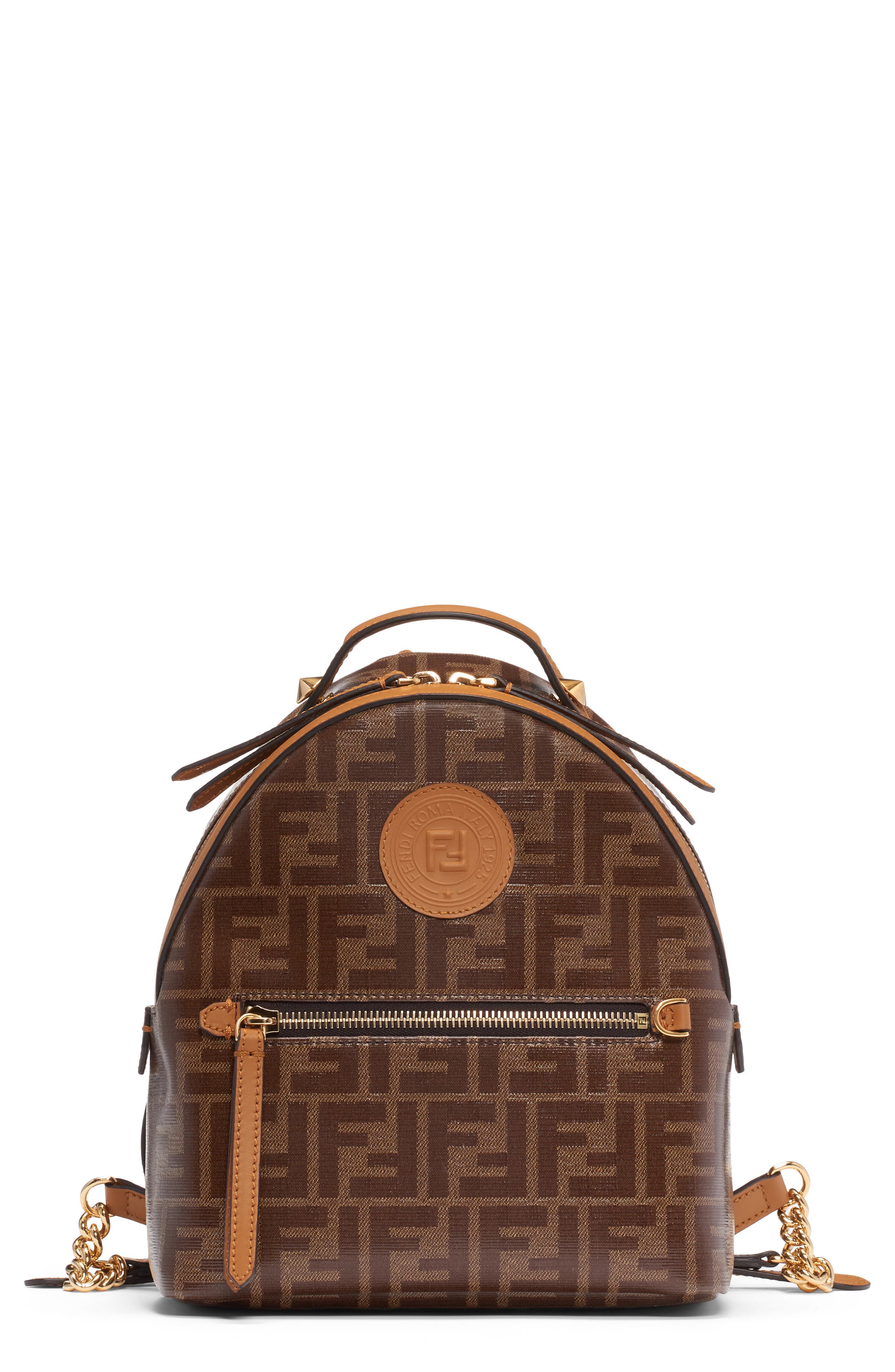 Fendi Mini Logo Backpack, Main, color, 