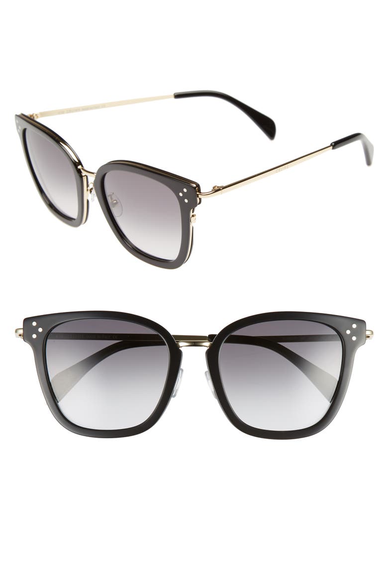 Adjusted Fit 54mm Butterfly Sunglasses, Main, color, BLACK/ GOLD/ SMOKE