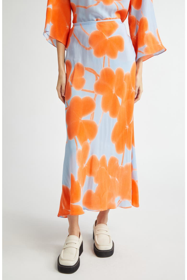 Ekspressio Ketunleipä Cupro Maxi Skirt, Main, color, LIGHT BLUE ORANGE LIGHT PINK