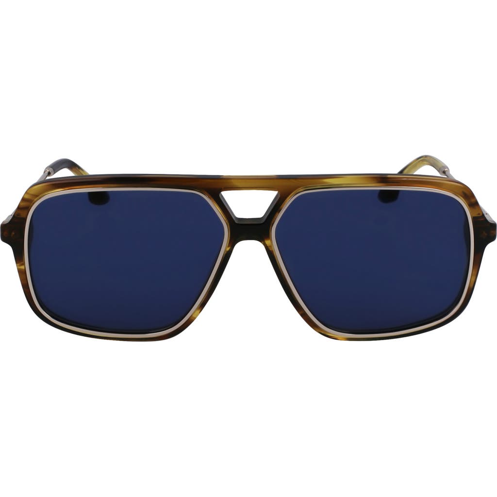Victoria Beckham Double Bridge Aviator Frame Sunglasses In Brown