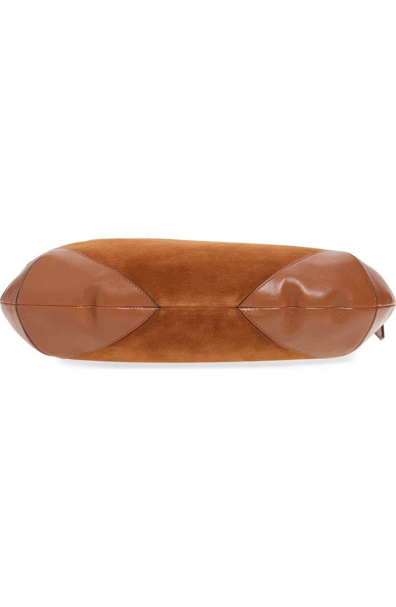 Jimmy Choo Bar Medium Leather Hobo Shoulder Bag, Alternate, color, Tan/ Tan/ Shiny Gold