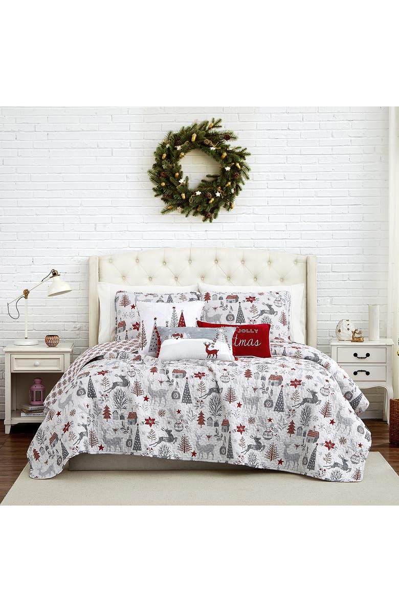 SOUTHSHORE FINE LINENS Holiday Holly Jolly Quilt Set, Alternate, color, Holly Jolly Lane